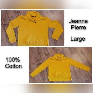 Jeanne Pierre Mustard Yellow Waterfall Sweater Women’s Short Front Long Back L